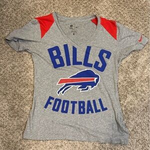 Gray and Red Women's Short Sleeve Football Tee